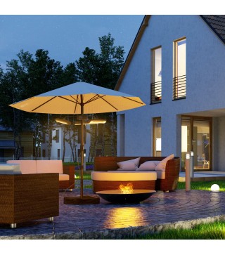 Calefactor Eléctrico Exterior por Infrarrojos con Control Remoto y 1000W/2000W/3000W Sombrilla Ø87x22cm Negro