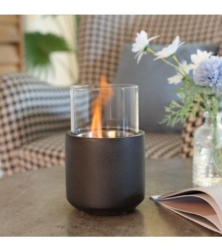 Chimenea Bioetanol Sobremesa Capacidad de 0,4L Combustión de 2,5h para Interior y Exterior 12x12x19cm Gris Oscuro