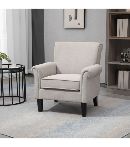 Butaca de Salón Tapizada en Tela Sillón Relax con Reposabrazos Asiento Extraíble para Dormitorio 79x78x87 cm Gris