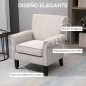 Butaca de Salón Tapizada en Tela Sillón Relax con Reposabrazos Asiento Extraíble para Dormitorio 79x78x87 cm Gris