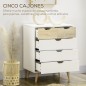 Cómoda con 5 Cajones Cajonera para Dormitorio Salón Estudio Estilo Moderno 60x40x77,5 cm Natural y Blanco
