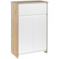 Armario de Baño con 1 Cajón y 2 Puertas Mueble Auxiliar de Estilo Moderno 60x30x90 cm Blanco y Natural