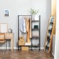 Perchero de Ropa de Madera con 4 Estantes y Barra para Colgar para Dormitorio Salón 101x39x160 cm Marrón Rústico