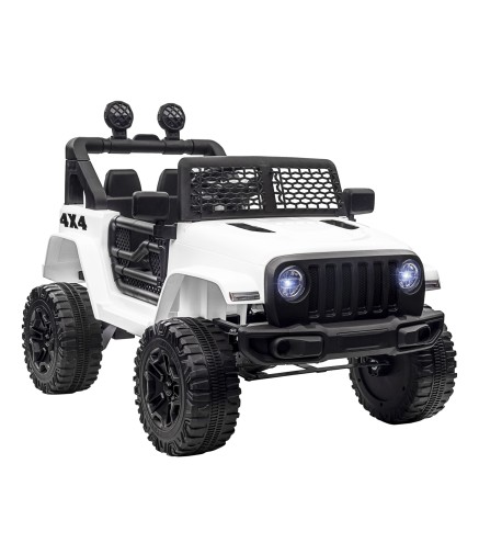 Coche Eléctrico para Niños de +3 Años Vehículo Todoterreno de Batería 12V con Control Remoto 100x65x72 cm Blanco