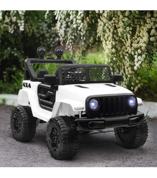Coche Eléctrico para Niños de +3 Años Vehículo Todoterreno de Batería 12V con Control Remoto 100x65x72 cm Blanco
