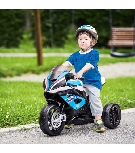 Moto Eléctrica BMW HP4 para +18 Meses con Música USB Velocidad 2,5 km/h Avance y Retroceso 82,5x42x54 cm Azul