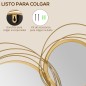 Decoración de Pared de Metal 3D de Espejos Redondos Adorno Metálico para Salón Dormitorio Comedor 107x56cm Dorado