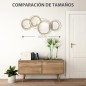 Decoración de Pared de Metal 3D de Espejos Redondos Adorno Metálico para Salón Dormitorio Comedor 107x56cm Dorado