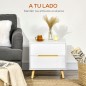 Mesita de Noche con 2 Cajones y Patas de Madera Mesilla de Noche Estilo Moderno 50x40x50,5 cm Blanco