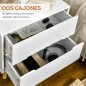 Mesita de Noche con 2 Cajones y Patas de Madera Mesilla de Noche Estilo Moderno 50x40x50,5 cm Blanco