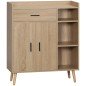 Aparador de Salón Moderno con 2 Puertas 1 Cajón y 3 Estantes Abiertos 80x30x96,5 cm Natural Aparador de Salón Moderno con 2 Puertas 1 Cajón y 3 Estantes Abiertos 80x30x96,5 cm Natural