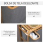 Cesto para Ropa Sucia de Bambú Cesta para la Colada con 3 Bolsas de Tela Extraíbles 50x32x69,7 cm Gris