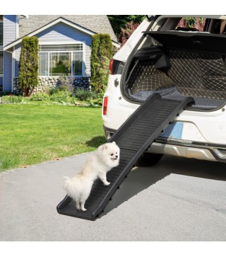 Rampa Plegable para Perros y Gatos con Almohadillas Antideslizantes para Coche Cama Sofá 155x39x14 cm Negro