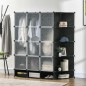 Armario Modular Organizador Portátil con 16 Compartimentos y 2 Barras de Colgar Ropa Negro y Blanco