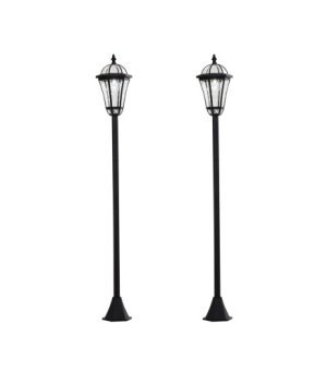 2 Farolas Solares de Jardín con Luz LED Blanca 6000K IP44 Set de 2 Farolas de Exterior 18,5x18,5x129 cm Negro
