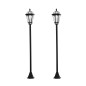 2 Farolas Solares de Jardín con Luz LED Blanca 6000K IP44 Set de 2 Farolas de Exterior 18,5x18,5x129 cm Negro
