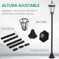 2 Farolas Solares de Jardín con Luz LED Blanca 6000K IP44 Set de 2 Farolas de Exterior 18,5x18,5x129 cm Negro