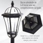 2 Farolas Solares de Jardín con Luz LED Blanca 6000K IP44 Set de 2 Farolas de Exterior 18,5x18,5x129 cm Negro