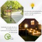 2 Farolas Solares de Jardín con Luz LED Blanca 6000K IP44 Set de 2 Farolas de Exterior 18,5x18,5x129 cm Negro