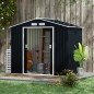 Caseta de Jardín 213x130x185 cm Cobertizo Metálico de Exterior para Almacenamiento de Herramientas Gris Oscuro Caseta de Jardín 213x130x185 cm Cobertizo Metálico de Exterior para Almacenamiento de Herramientas Gris Oscuro