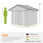 Caseta de Jardín 213x130x185 cm Cobertizo Metálico de Exterior para Almacenamiento de Herramientas Gris Oscuro