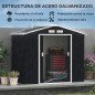 Caseta de Jardín 213x130x185 cm Cobertizo Metálico de Exterior para Almacenamiento de Herramientas Gris Oscuro Caseta de Jardín 213x130x185 cm Cobertizo Metálico de Exterior para Almacenamiento de Herramientas Gris Oscuro