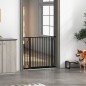 Barrera de Seguridad para Perros con 2 Extensiones Montaje a Presión Doble Bloqueo para Puerta Escalera 75-95 cm Negro