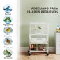 Jaula para Pájaros con Paneles Acrílicos Comederos Soporte Ruedas y Estante Inferior 48x46x83 cm Blanco