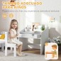 Juego de Escritorio y Silla para Niños de +3 Años con Cajón Extraíble y Compartimento Gris y Blanco
