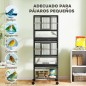 Jaula para Pájaros de 2 Niveles con Paneles Acrílicos Comederos Perchas Ruedas y Estante Inferior 48x46x134,5 cm Negro