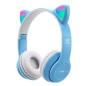 CASCOS AURICULARES OREJAS INALÁMBRICOS AZUL+CAJA