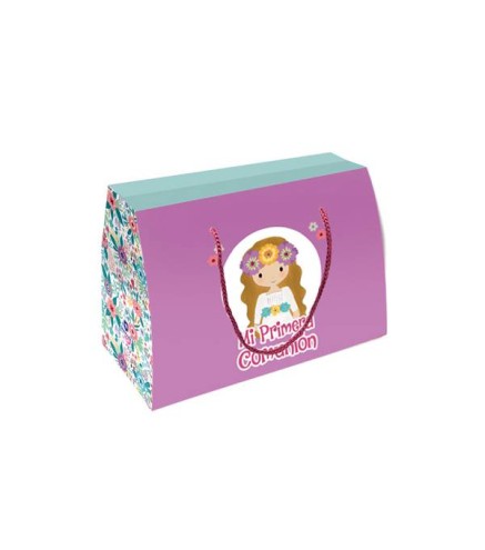 CAJA REGALO CARTÓN FLORES COMUNIÓN NIÑA