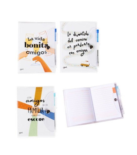 LIBRETA NOTAS PVC AMIGOS CON BOLÍGRAFO
