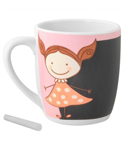 TAZA PIZARRA COLOREAR NIÑA HAPPY
