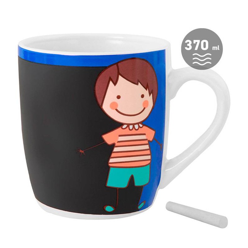 TAZA PIZARRA COLOREAR NIÑO HAPPY TAZA PIZARRA COLOREAR NIÑO HAPPY