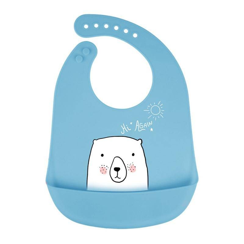 BABERO SILICONA BEBÉ LAVABLE OSO AZUL BABERO SILICONA BEBÉ LAVABLE OSO AZUL