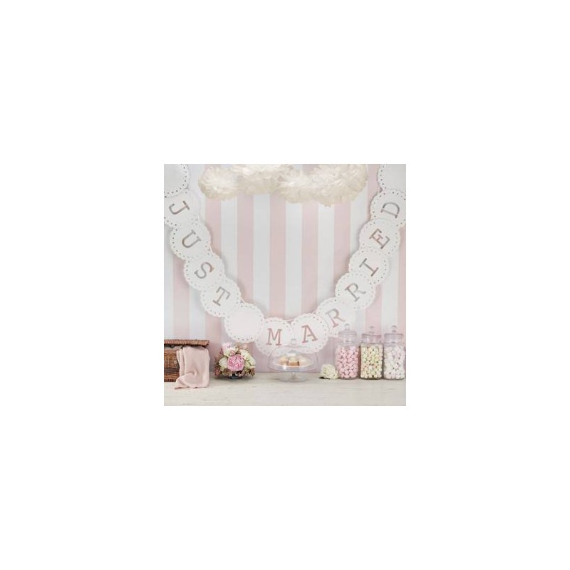 BANDERAS "JUST MARRIED" MARFIL CIRCULAR