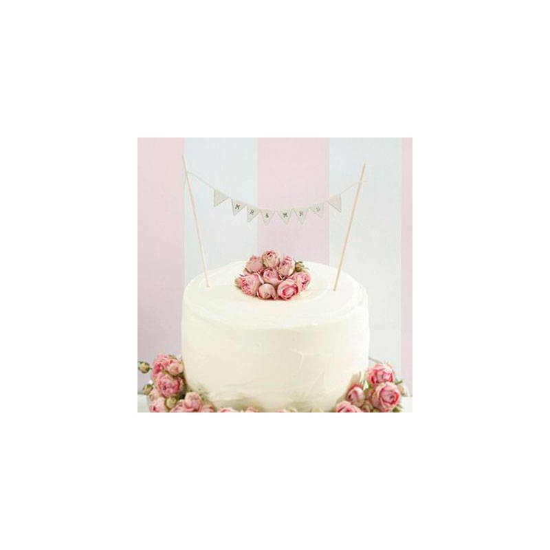 BANDERIN MARFIL PARA TARTA "MR & MRS" BANDERIN MARFIL PARA TARTA "MR & MRS"