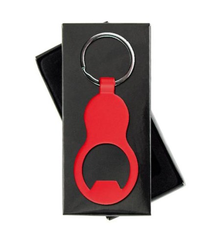 LLAVERO ABREBOTELLAS ALUMINIO EN CAJA ROJO