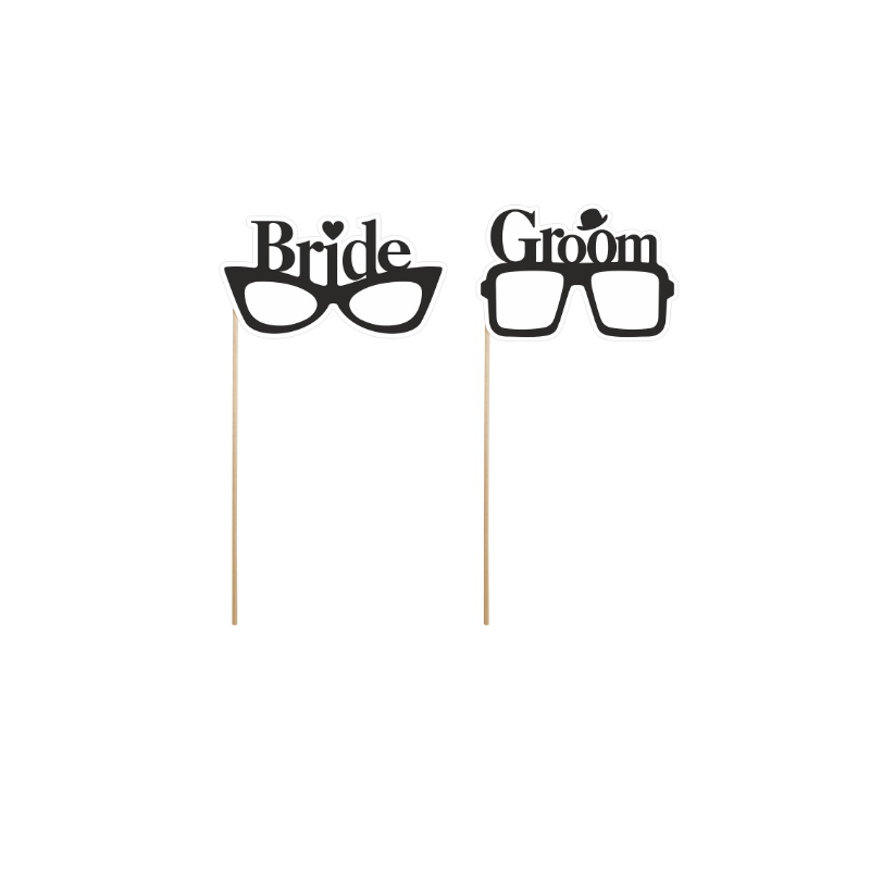 Set de 2 gafas "Bride", "Groom" para photocall Set de 2 gafas "Bride", "Groom" para photocall