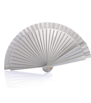 ABANICO DE MADERA LISO PLATA