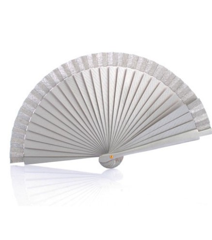 ABANICO DE MADERA LISO PLATA