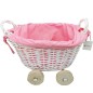 CESTA DE MIMBRE EN FORMA DE CARRITO ROSA CESTA DE MIMBRE EN FORMA DE CARRITO ROSA