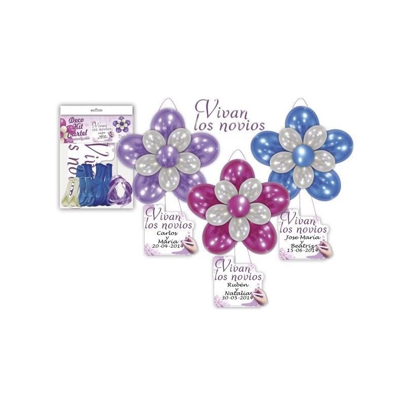 DECO KIT GLOBOS + CARTEL "VIVAN LOS NOVIOS" DECO KIT GLOBOS + CARTEL "VIVAN LOS NOVIOS"