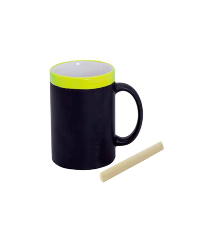 TAZA PIZARRA CERAMICA EN CAJITA INDIVIDUAL AMARILL