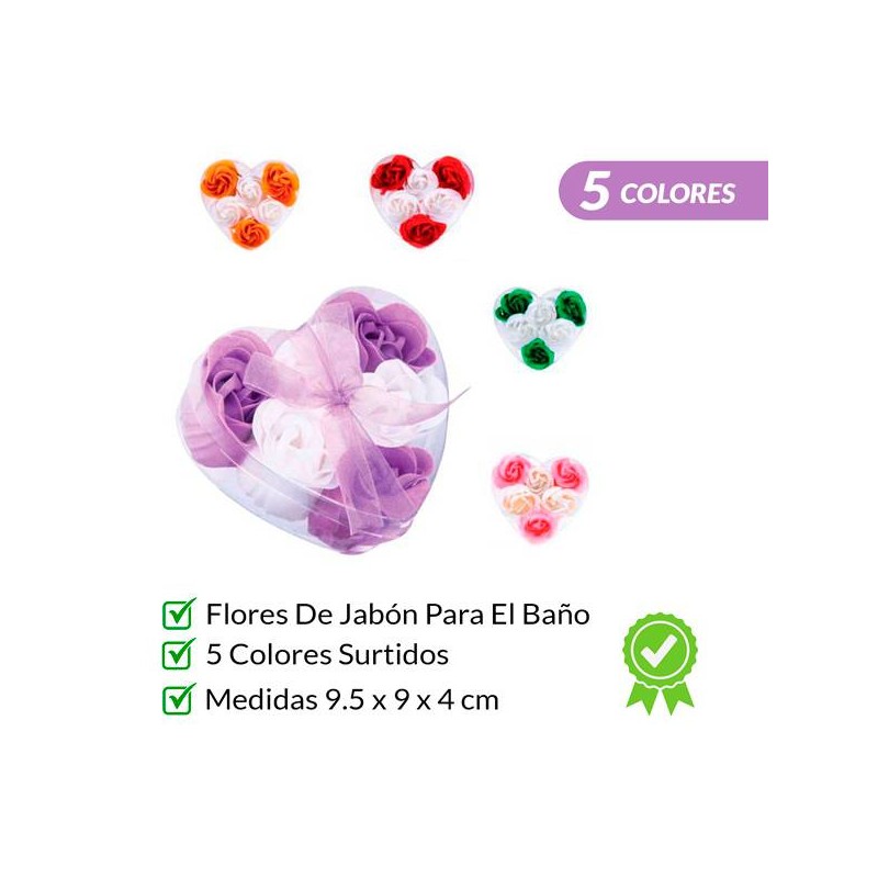 6 FLORES DE JABON PRESENTADAS EN ESTUCHE CORAZON 6 FLORES DE JABON PRESENTADAS EN ESTUCHE CORAZON