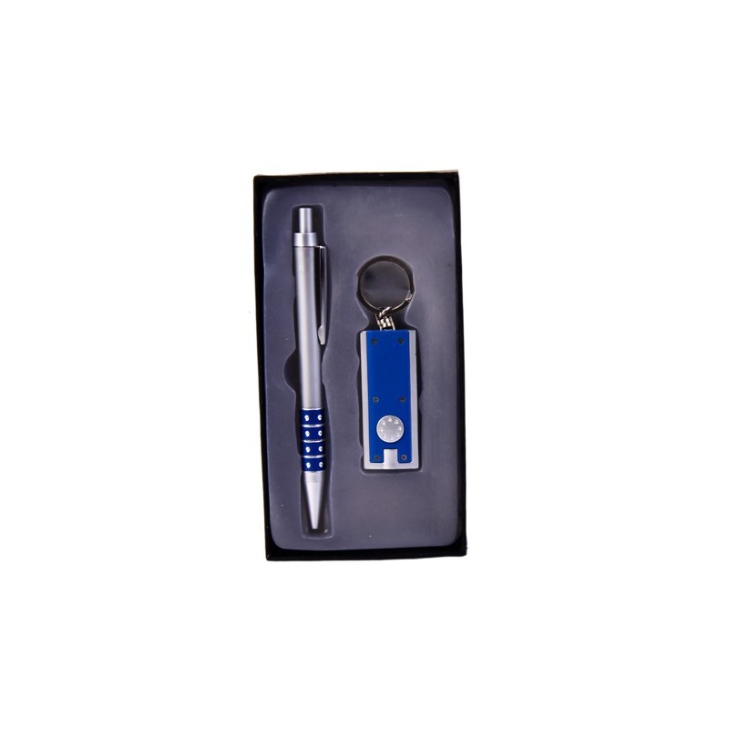 SET BOLIGRAFO + LLAVERO LINTERNA LED ESTUCHE AZUL SET BOLIGRAFO + LLAVERO LINTERNA LED ESTUCHE AZUL