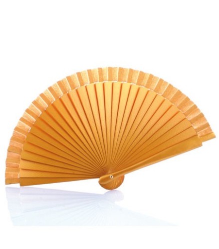 ABANICO DE MADERA LISO ORO