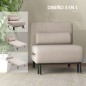 Sofá Cama Individual Plegable con Respaldo Ajustable de 5 Niveles Cojín y Tapizado de Lino Sintético 75x70x75 cm Beige