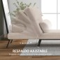 Sofá Cama Individual Plegable con Respaldo Ajustable de 5 Niveles Cojín y Tapizado de Lino Sintético 75x70x75 cm Beige